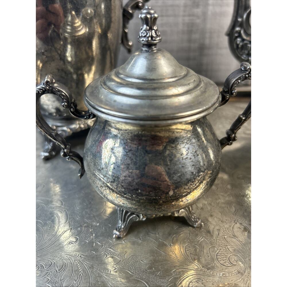 VTG Oneida USA Silver Plate 5-piece Coffee/Tea Service Set with Tray - Picture 4 of 14